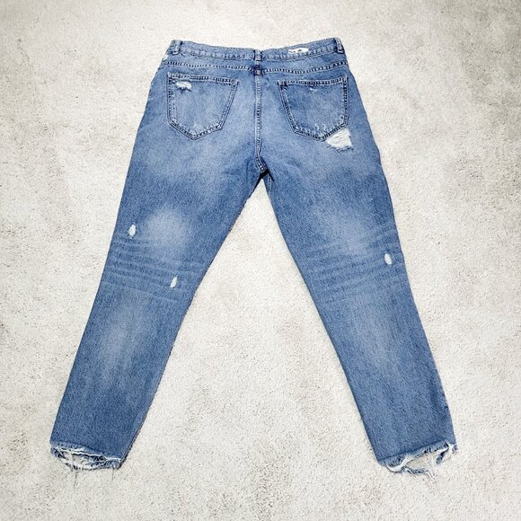 Zara Man Jeans Men 34 Blue Slim Tapered Distressed Embroidered Patchwork Denim - Picture 10 of 16